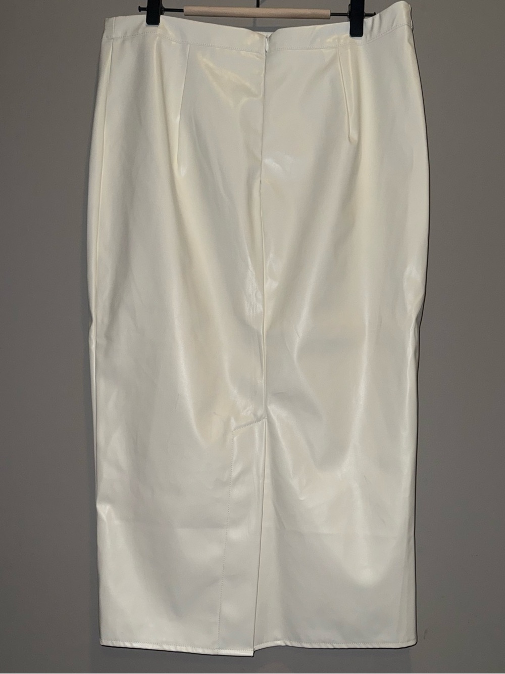 White Faux Leather Midi Pencil Skirt - Picture 3 of 5